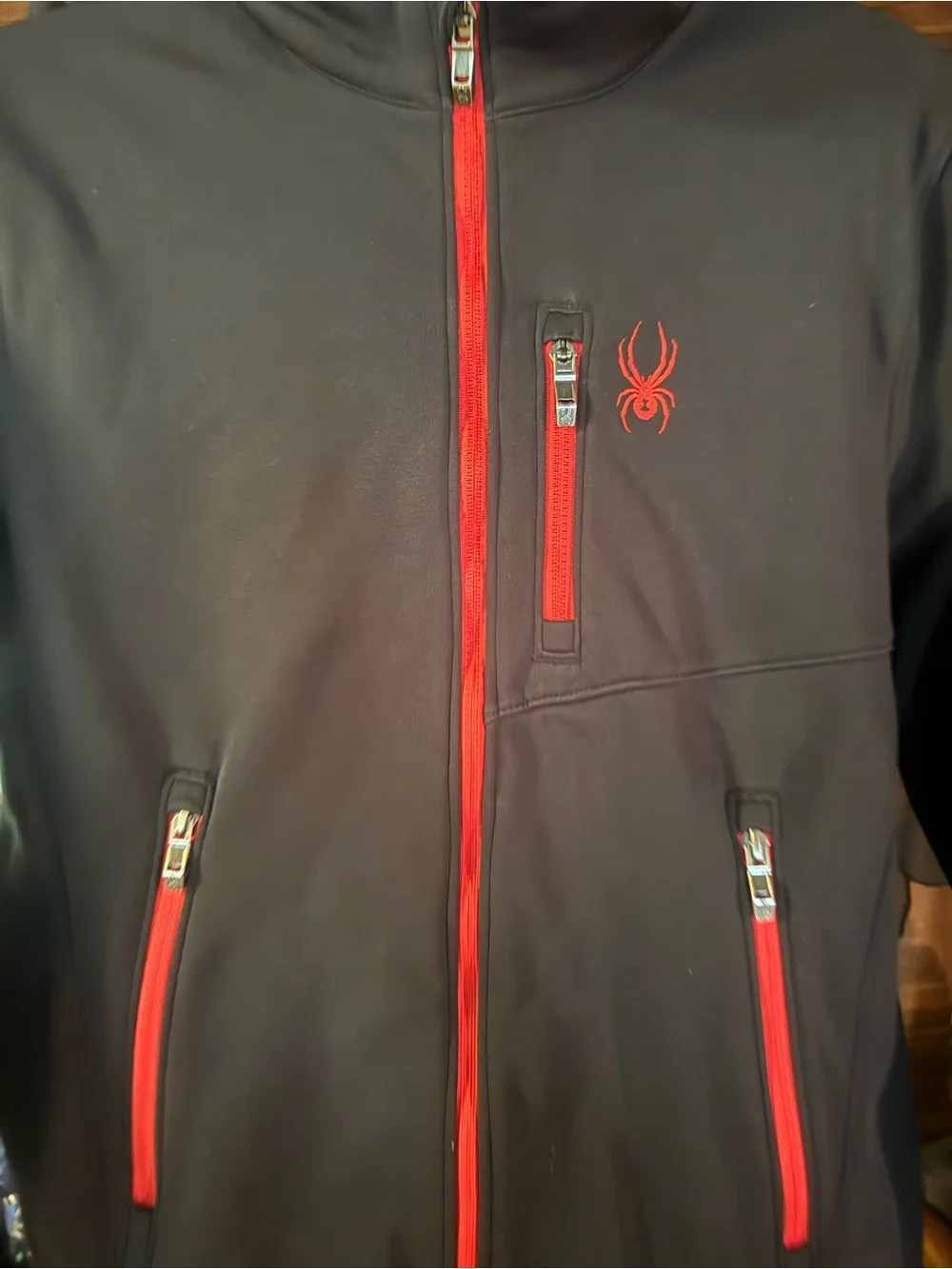 Spyder Black Jacket with Red Zipper Accents